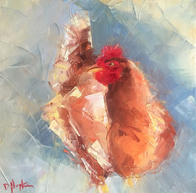 Chicken painting by Louisiana artist Denise Hopkins