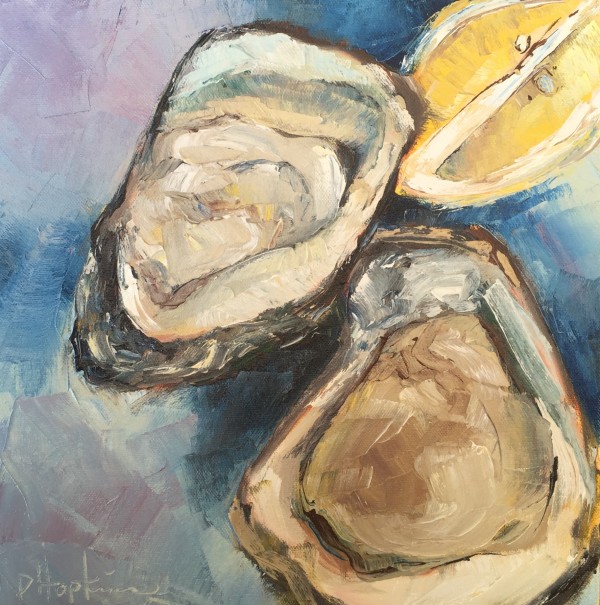 Oyster Painting by Denise Hopkins. 12x12, oil on canvas