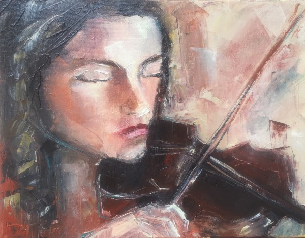Violin painting by Denise Hopkins
