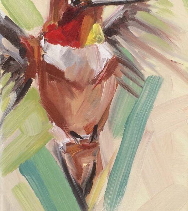 hummingbird painting by Denise Hopkins