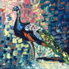 Peacock painting by Louisiana Artist Denise Hopkins