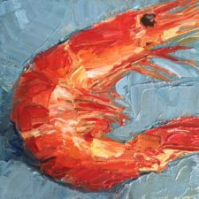 Shrimp painting by Louisiana artist Denise Hopkins