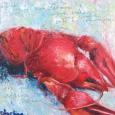 Crawfish painting by Louisiana artist Denise Hopkins