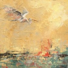 Egret painting by Louisiana artist Denise Hopkins