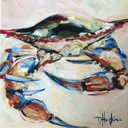 Blue Crab painting by Louisiana artist Denise Hopkins