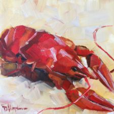Crawfish painting by Louisiana artist Denise Hopkins