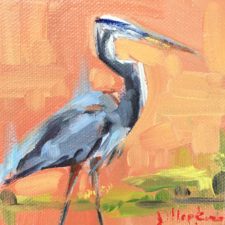 Blue Heron painting by Louisiana artist Denise Hopkins