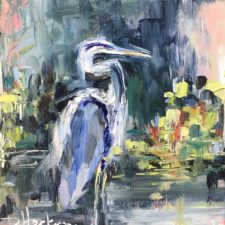 Blue Heron painting by Louisiana artist Denise Hopkins