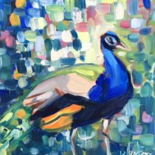 Peacock painting by Louisiana artist Denise Hopkins