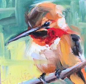 4x4 original hummingbird painting