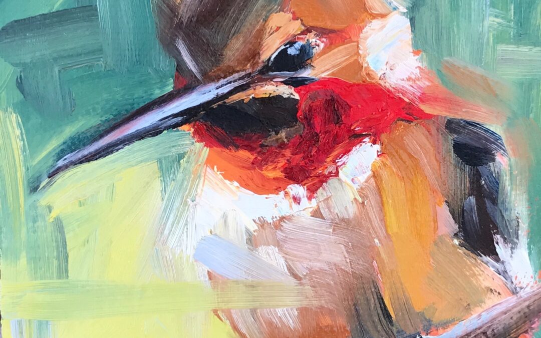 4×4 original hummingbird painting