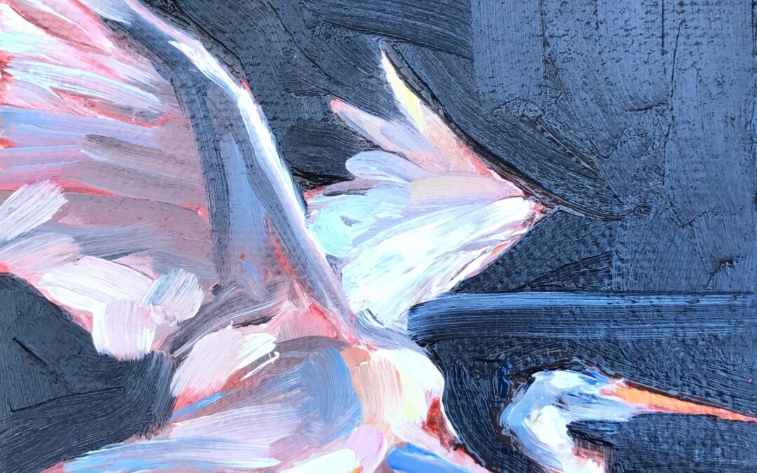 4×4 original egret oil painting