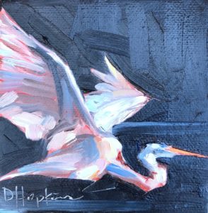 4x4 original egret oil painting