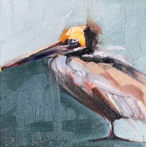 resting pelican painting
