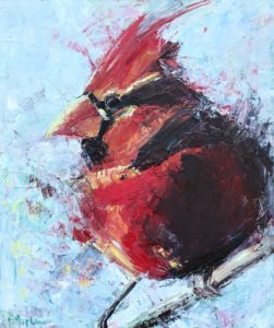 cardinal oil painting 18x24