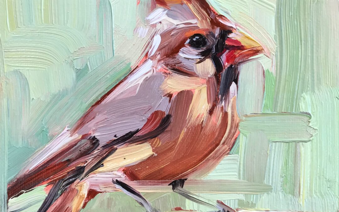 female cardinal painting