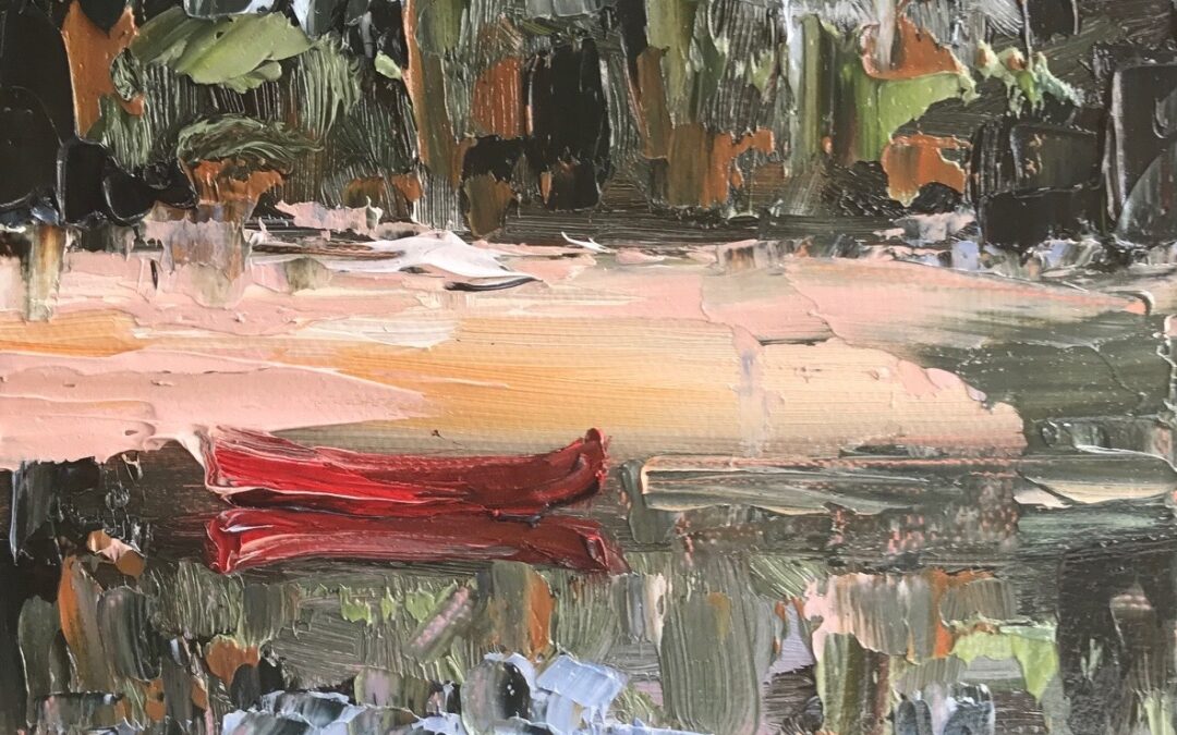 canoe oil painting