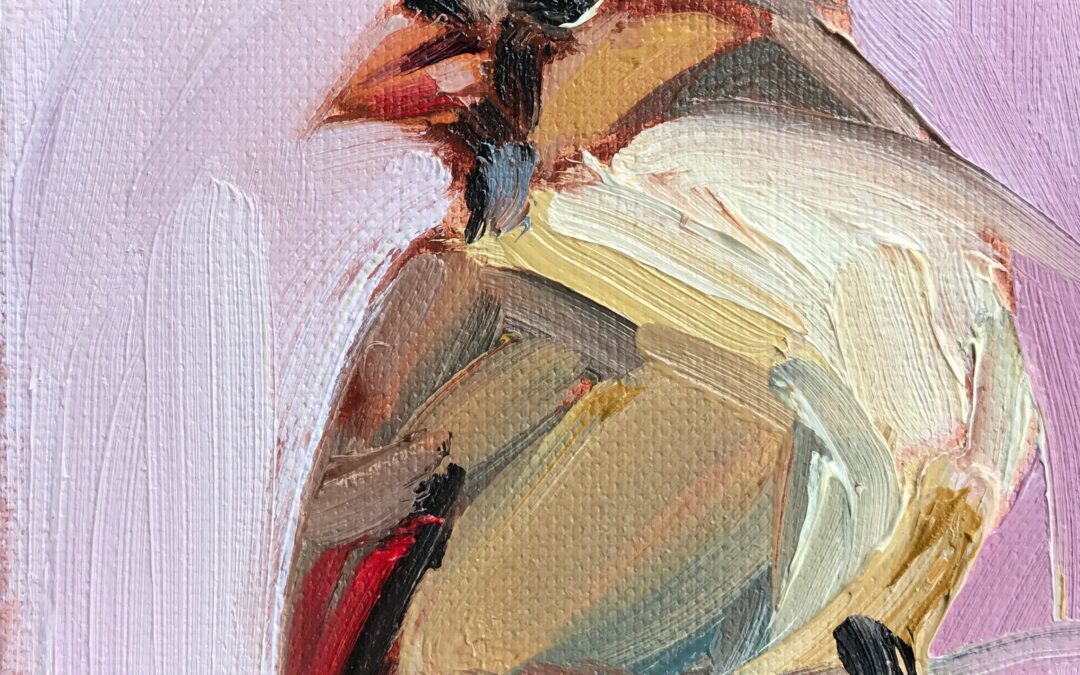female cardinal painting