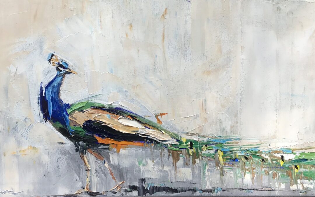 peacock palette knife painting