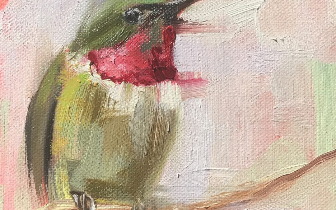 hummingbird oil painting