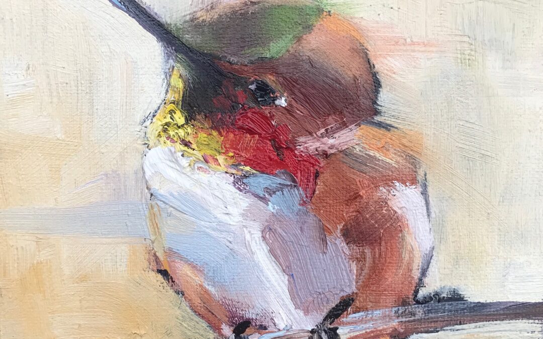 hummingbird oil painting