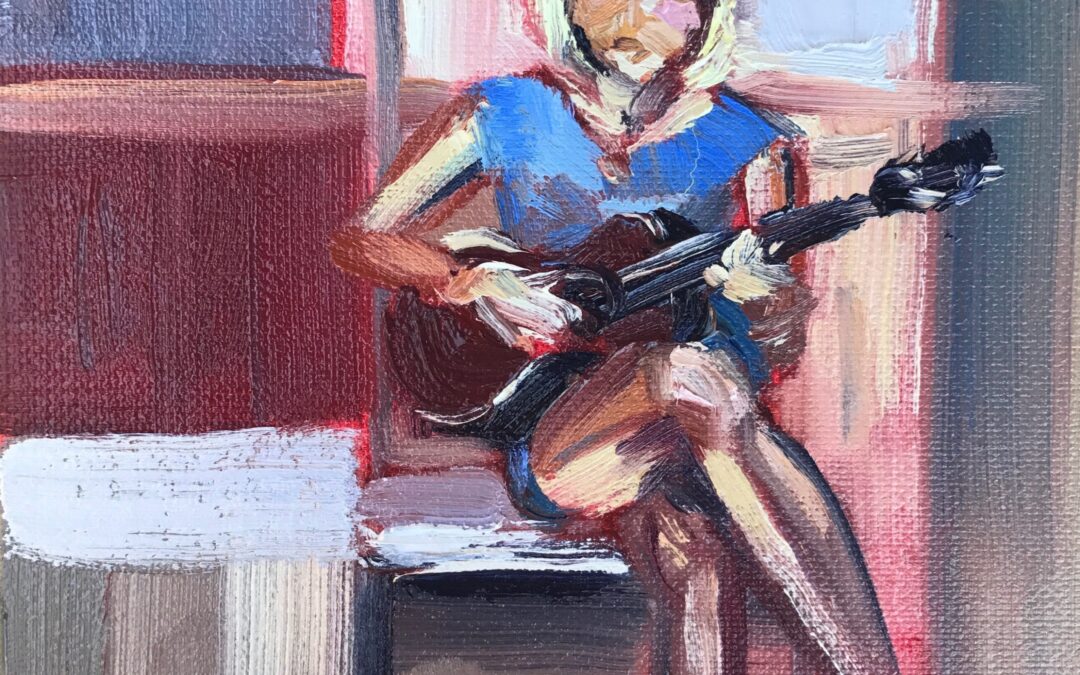 ukulele player painting