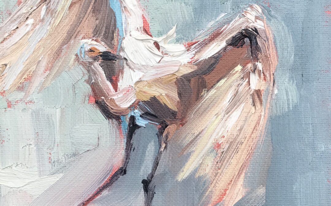 egret oil painting