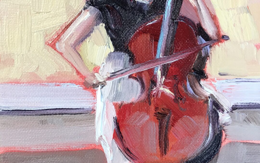 cello player painting
