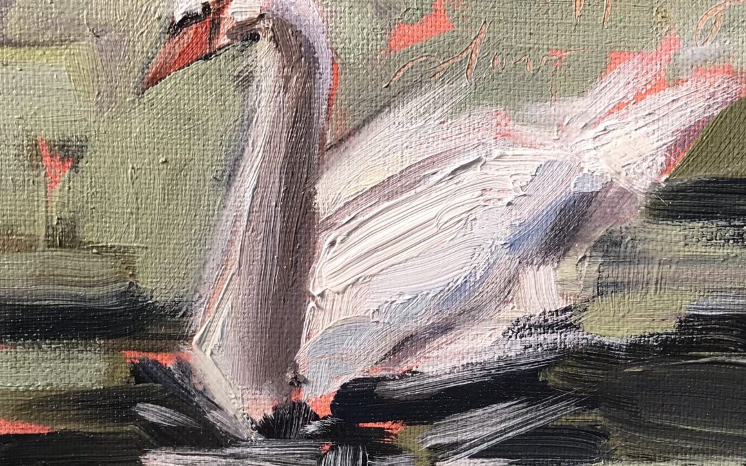 swan oil painting