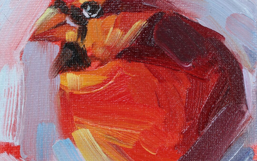 red cardinal oil painting