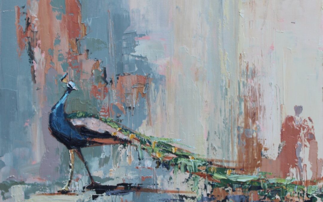peacock oil painting