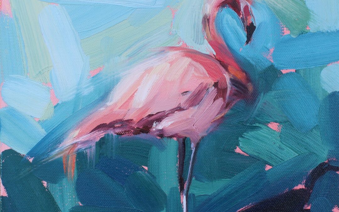 flamingo oil painting