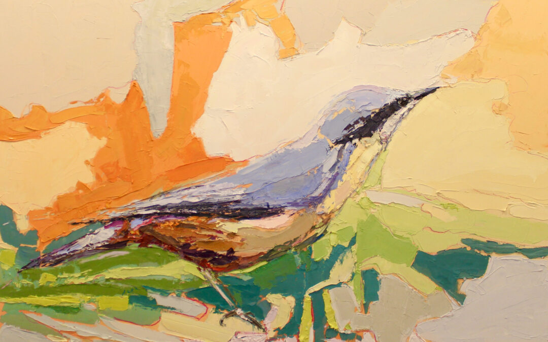 abstract nuthatch painting