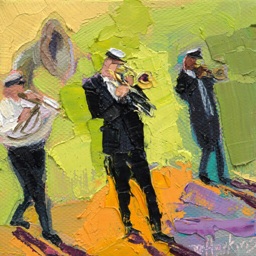second line band oil painting