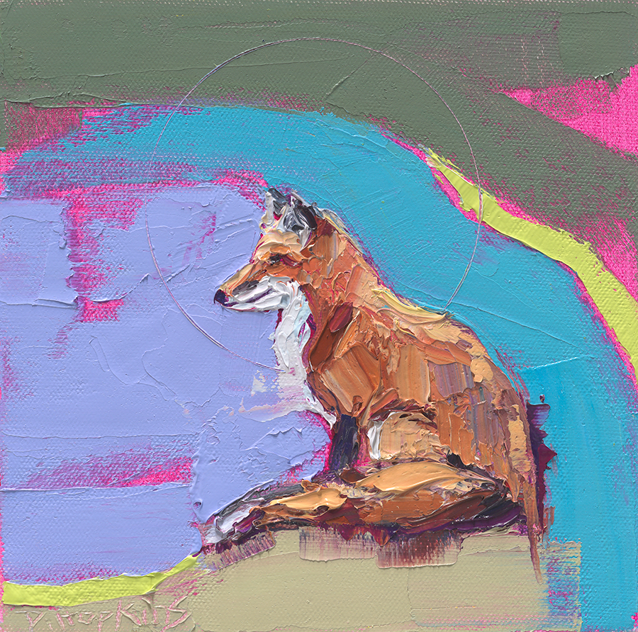 fox oil painting