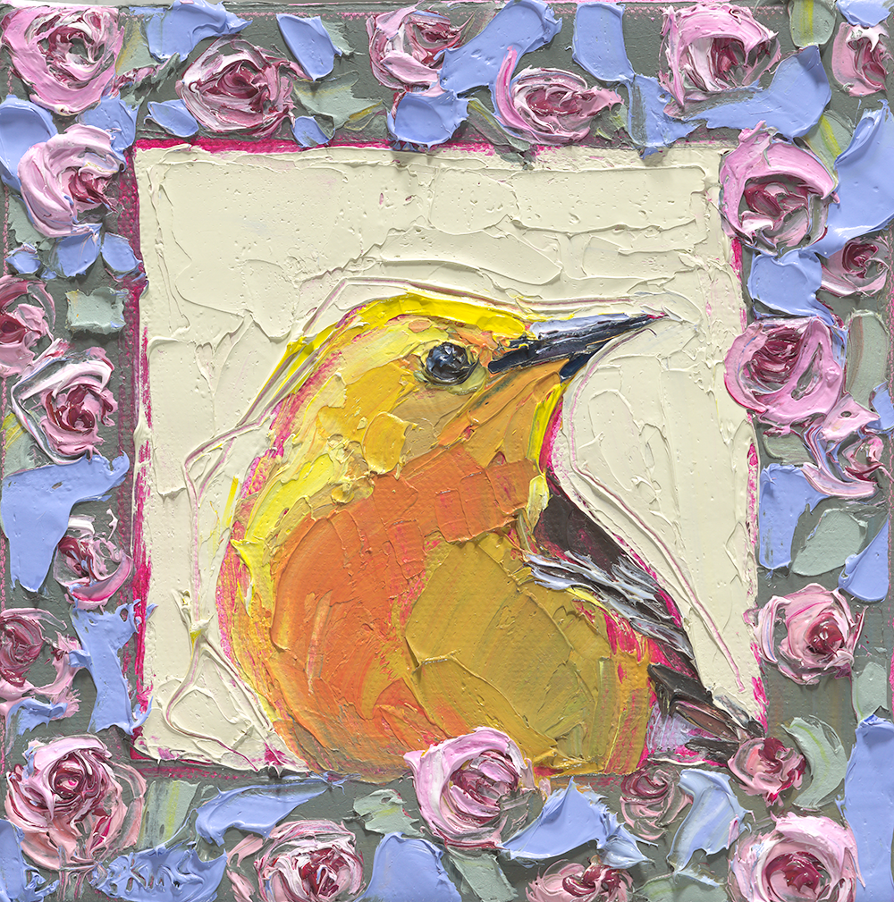 floral bird painting