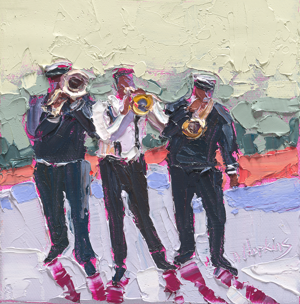 second line band oil painting