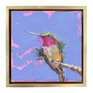framed palette knife hummingbird oil painting