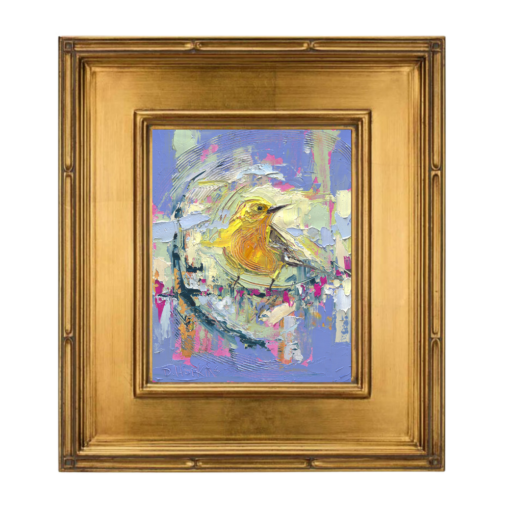 framed yellow warbler painting