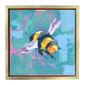 framed palette knife oil painting of a bee