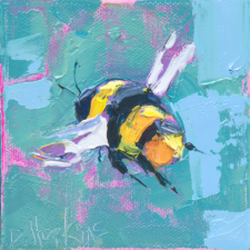 palette knife oil painting of a bee
