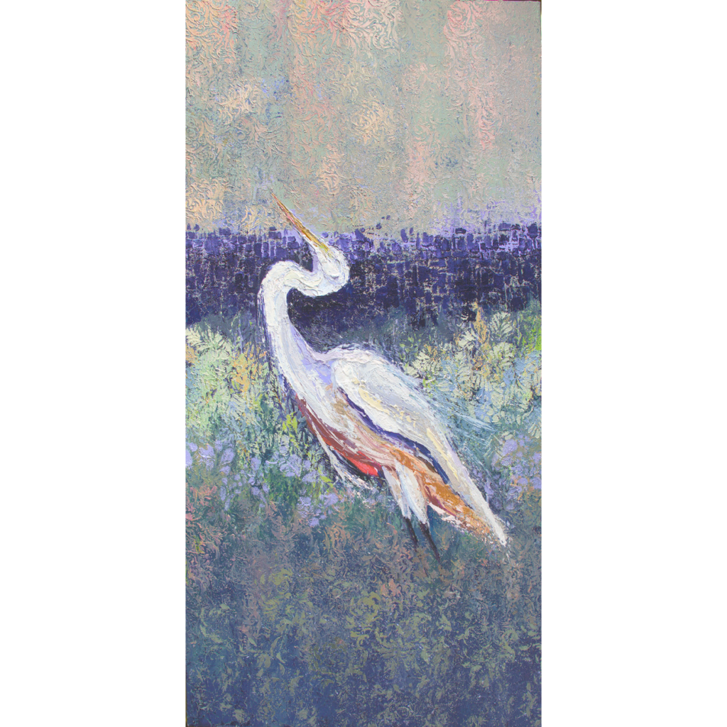 egret oil painting