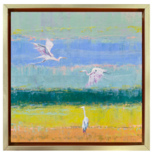 egrets flying painting