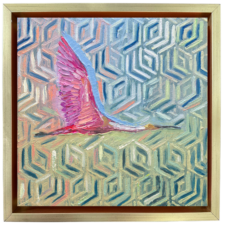 roseate spoonbill in flight oil painting