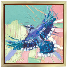 bluejay in flight oil painting