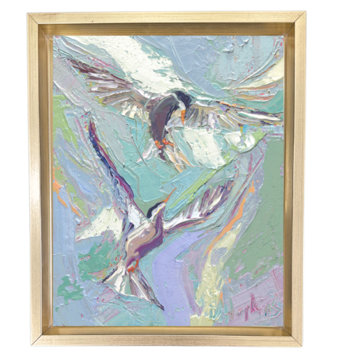 birds in flight oil painting