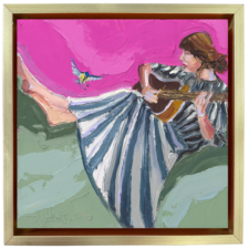 Woman with guitar oil painting