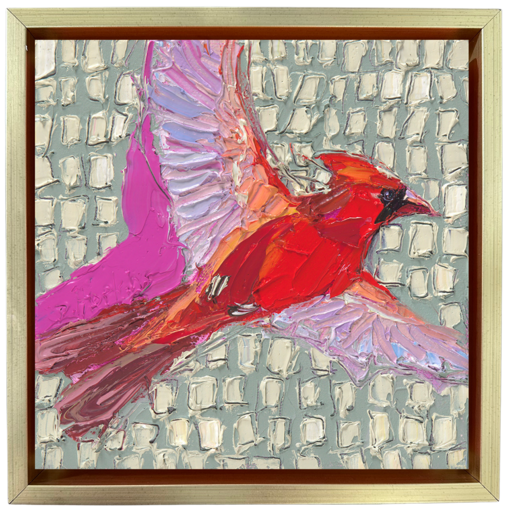 cardinal in flight oil painting