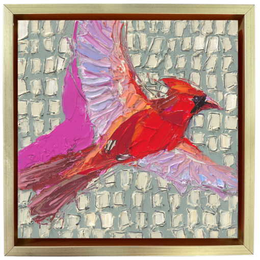 cardinal in flight oil painting