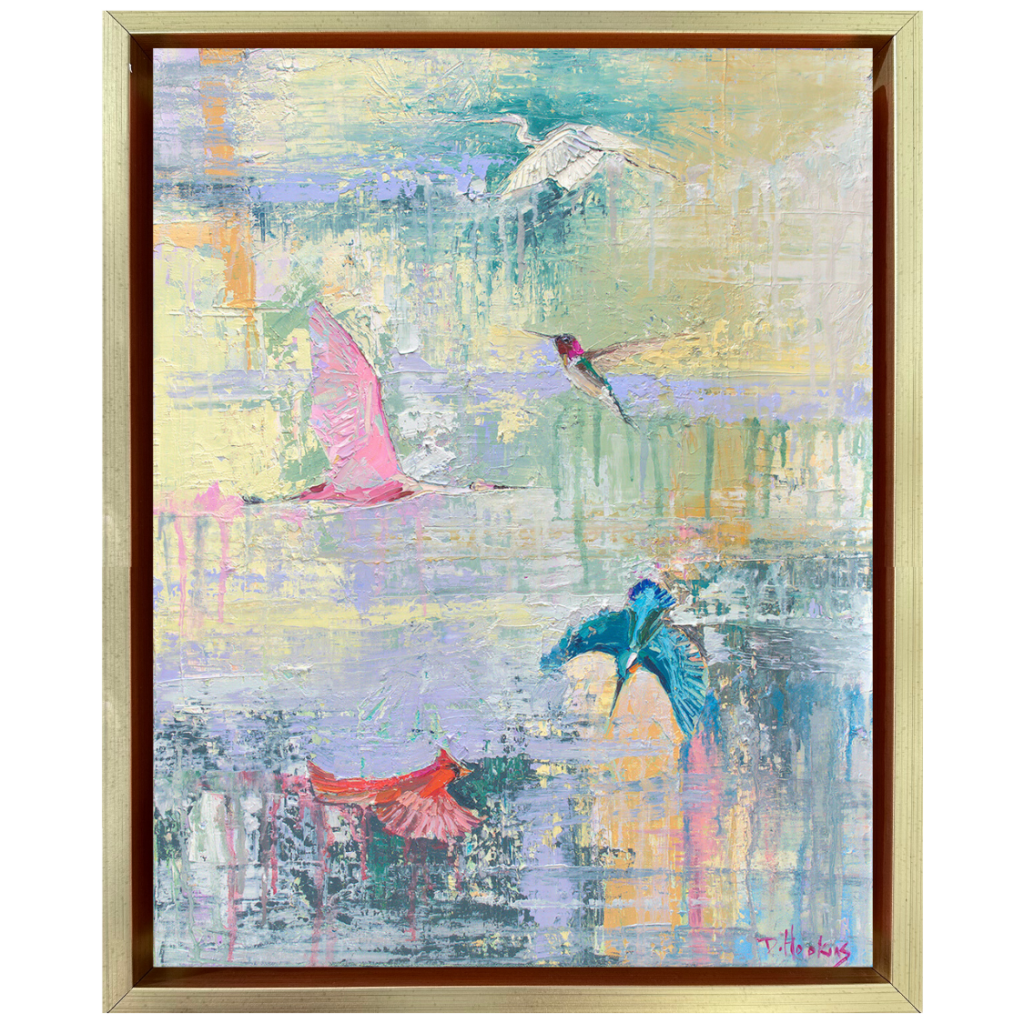 birds in flight oil painting